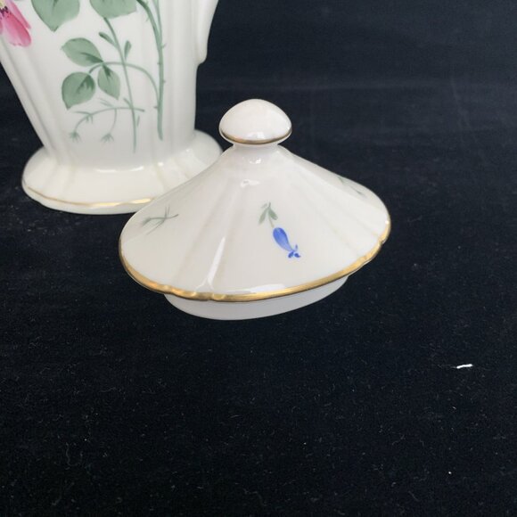 Frederik Lunning E Challinor Porcelain Coffee Pot w/ Lid 7.5" Floral Design Vtg - Picture 7 of 12